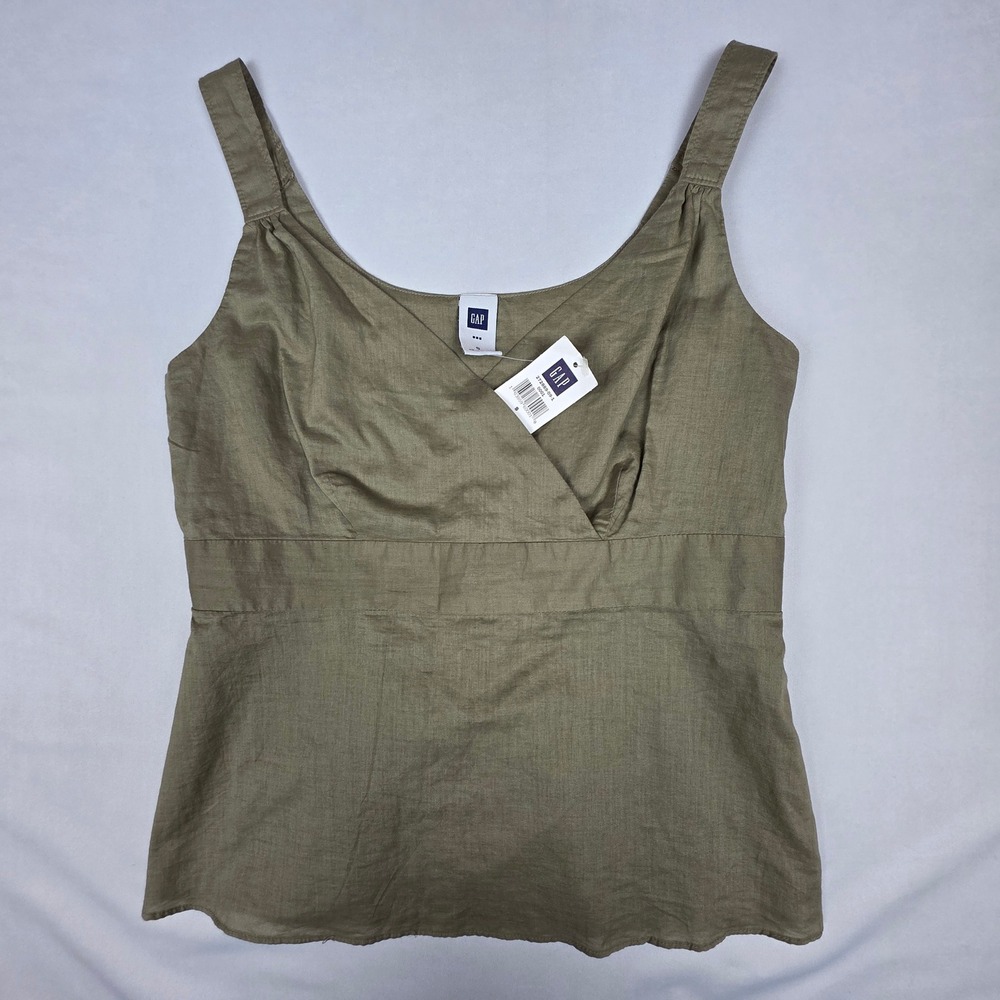 NWT GAP Sleeveless Crossover Tank Top Women S Olive Green Cotton
